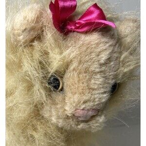 Battat Beige Fluffy Long Hair Persian Kitty Cat Plush with Pink Bow 11 inch VTG
